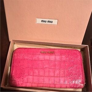 Miu Miu Vibrant Pink Embossed Wallet